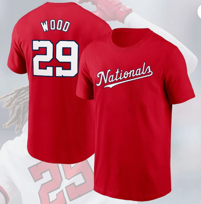 Youth Washington Nationals #29 James Wood Nike red Nike Limited jersey
